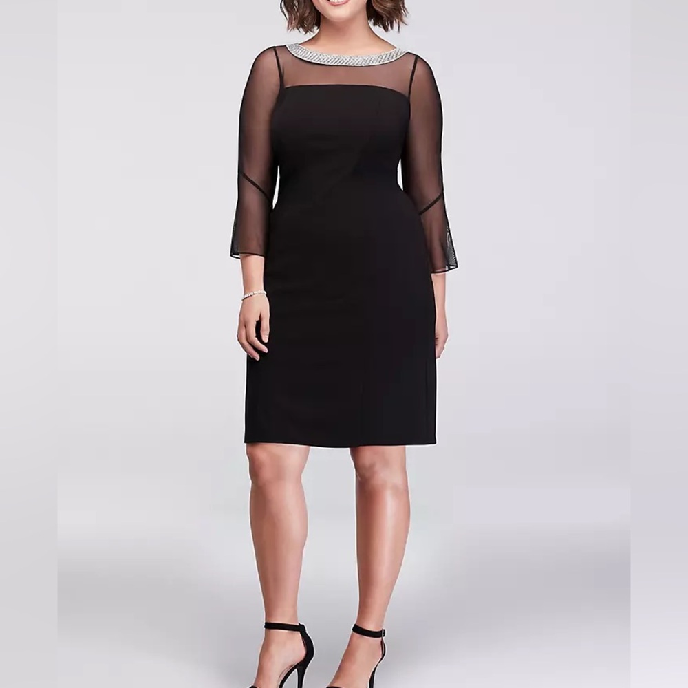 Alex Evenings Sheath Crepe Cocktail Dress in Black